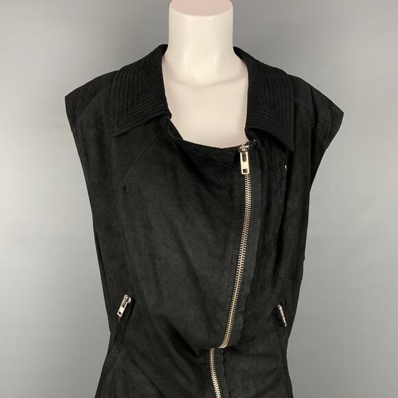 HAIDER ACKERMANN Size S Black Suede Zip Up Vest - Picture 2 of 7